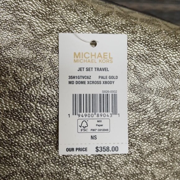 Michael Kors Jet Set Travel Medium Dome Crossbody Bag Pale Gold - Picture 9 of 15